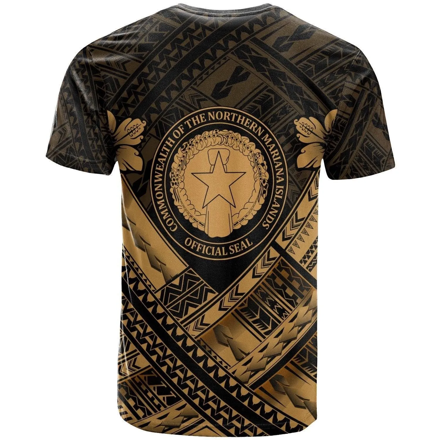 Northern Mariana Islands T shirts - CNMI Seal Camisole Hibiscus Style Gold
