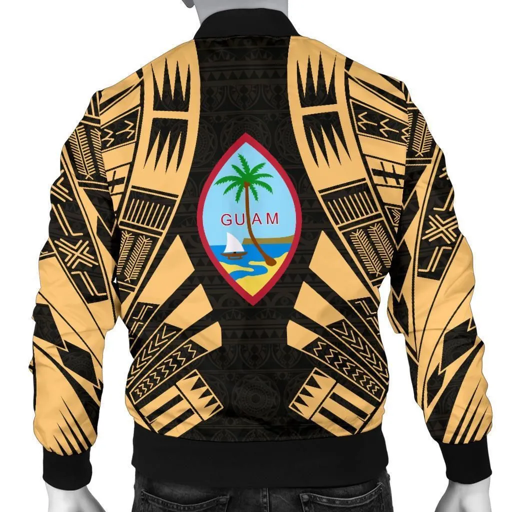 Guam Men Bomber Jackets - Polynesian Tattoo Gold