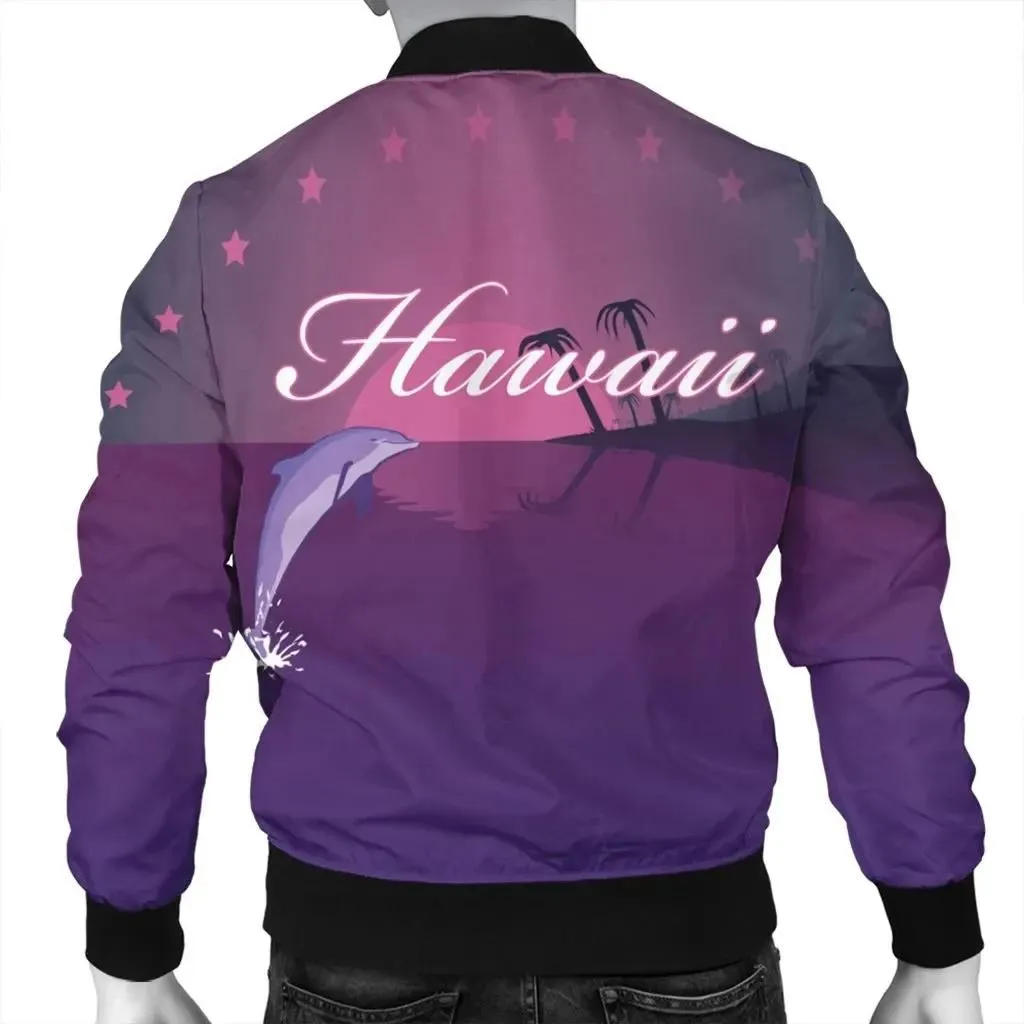 Alohawaii Jacket - Hawaiian Dolphin Violet Polynesian Bomber Jacket - AH - K5