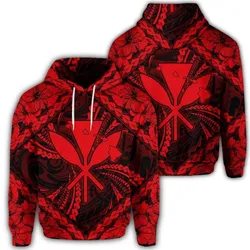 Hawaiian Map Kanaka Hibiscus Red Polynesian Hoodie