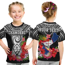 (Custom Personalised) Guam Chamorro T Shirt KID Guaman Latte Stone Tropical Flowers Black Style LT14