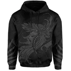 Polynesian Tropic Hula Girl Hibiscus Hawaii Hoodie - Gray