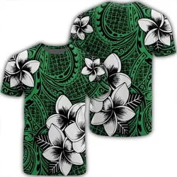 Alohawaii Tee - Hawaiian Plumeria Tribal Polynesian T-Shirt Green AH - J0R