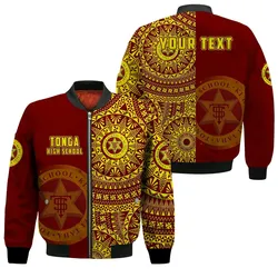 (Custom Personalised) Tonga High School Bomber Jacket Tongan Ngatu Pattern LT14
