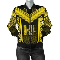 Alohawaii Jacket - Hawaiian Kanaka Polynesian Womens Bomber Jacket Active Yellow - AH - J77