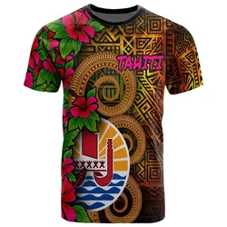 Tahiti Polynesian T-Shirt Tiki With Hibiscus  12