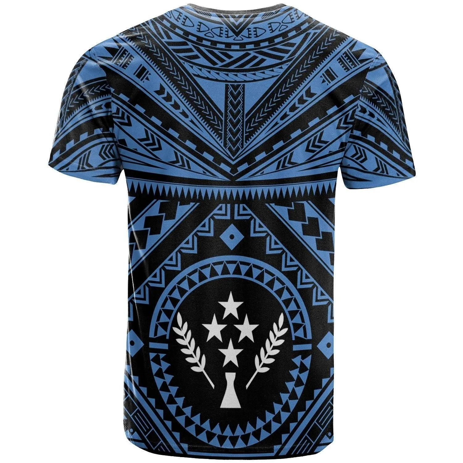 Kosrae T Shirt - Kosrae Flag In Polynesian Tattoo Style Blue