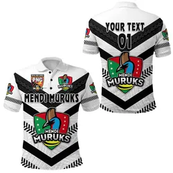 (Custom Personalised)  Papua New Guinea PRK Mendi Muruks Polo Shirt Rugby Polynesian - White LT8