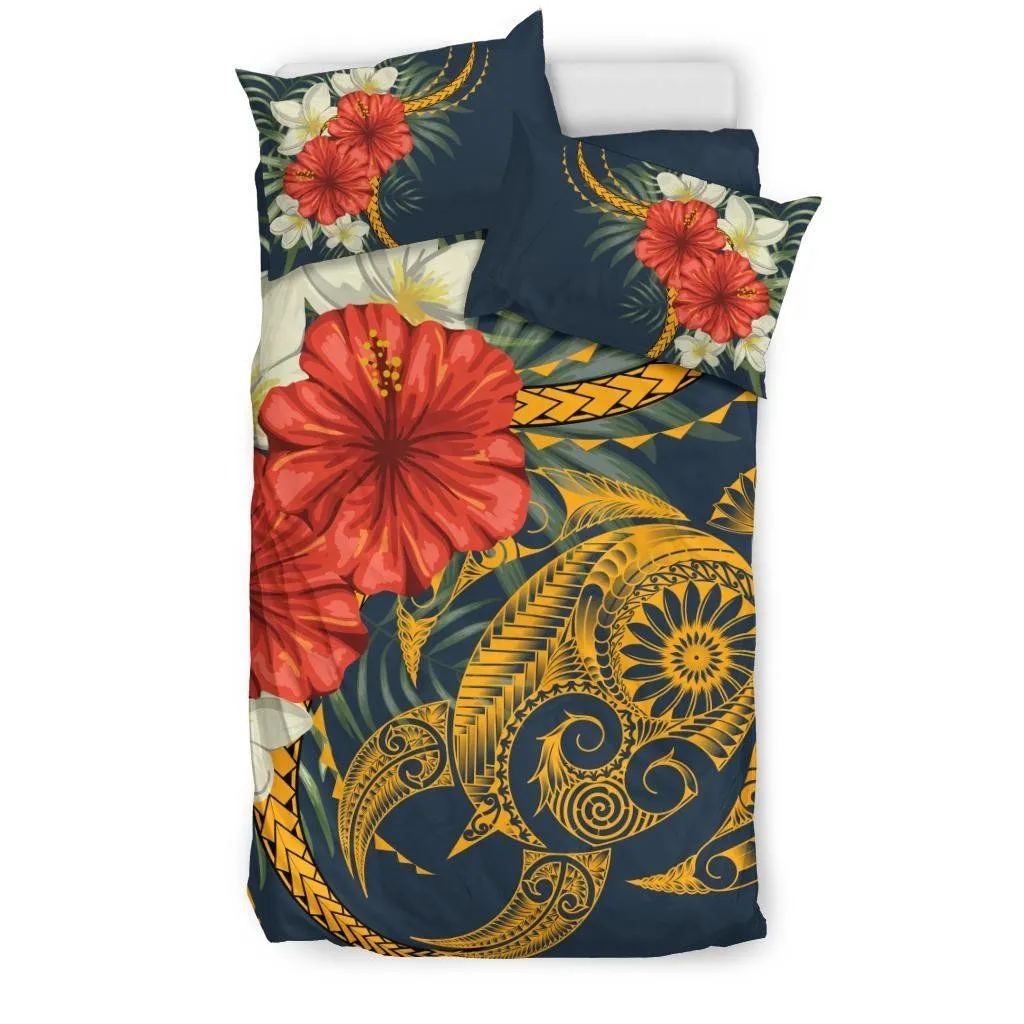 FamilyGater Bedding Set - Cover and Pillow Cases Hawaiian  - Hawaii Turtle Polynesian Tropical Hibiscus Plumeria - AH - J4