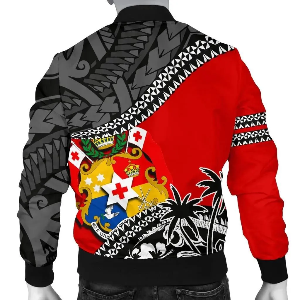 Tonga Men's Bomber Jacket Polynesian Style Fall In The Wave K7