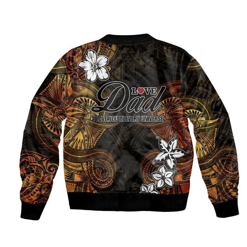 (Custom Personalised) Polynesian Fathers Day Bomber Jacket I Love You In Every Universe - Gold LT8