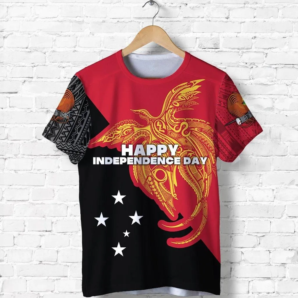 (Custom Personalised) Papua New Guinea T Shirt Independence Day Flag Style LT16