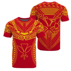Alohawaii Tee - Hawaiian Kanaka Map Football Jersey T-Shirt - Red And Yellow - Roger Style - AH - J2