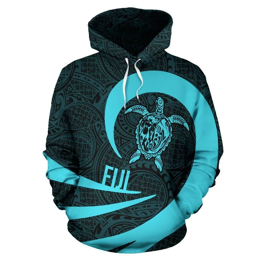 Fiji Hoodie - Fiji Turtle Mermaid Roll Into Polynesian Tattoo Blue