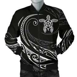 Hawaii Turtle Polynesian Men¥s Bomber Jacket - White - Frida Style