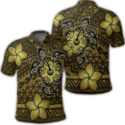 Hawaii Mix Polynesian Turtle Plumeria Polo Shirt - Nick Style - Yellow
