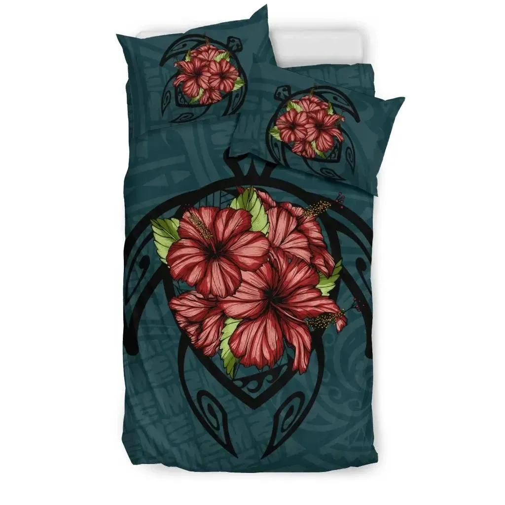 FamilyGater Home Set - Hawaii Turtle Hibiscus Polynesian Bedding Set - AH J4