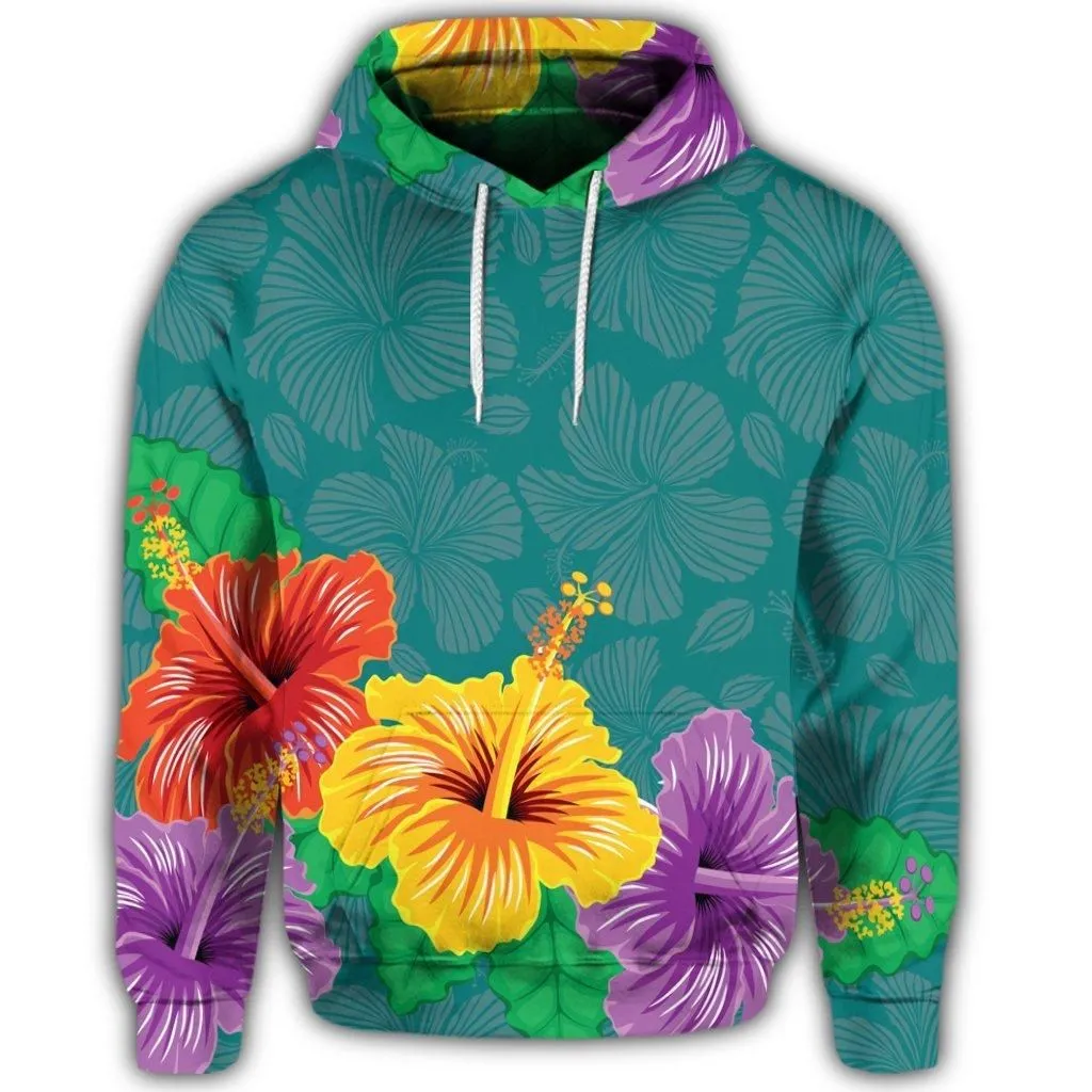 Hawaiian Colorful Hibiscus Polynesian Hoodie