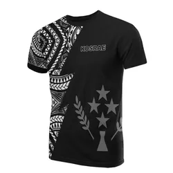 Kosrae Pattern T Shirt - Kosrae Flag Polynesian Tattoo Black Style