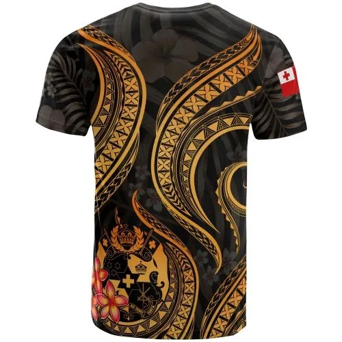 Tonga Polynesian T shirt - Gold Plumeria