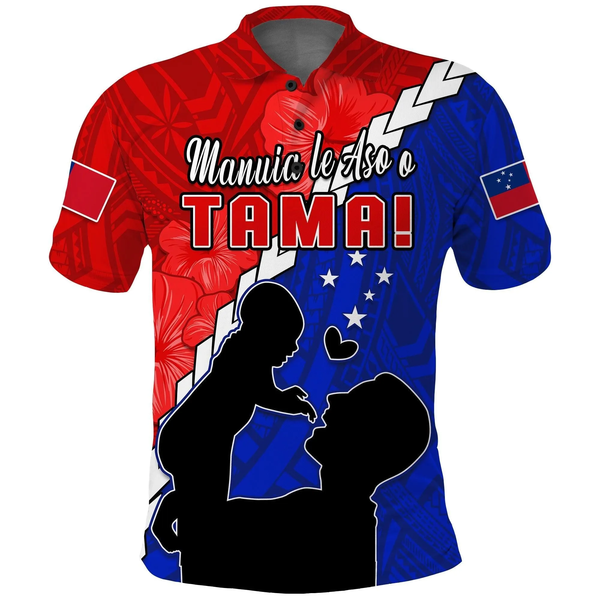 (Custom Personalised) Happy Samoan Fathers Day Polo Shirt Hibiscus Mix Polynesian Pattern LT14