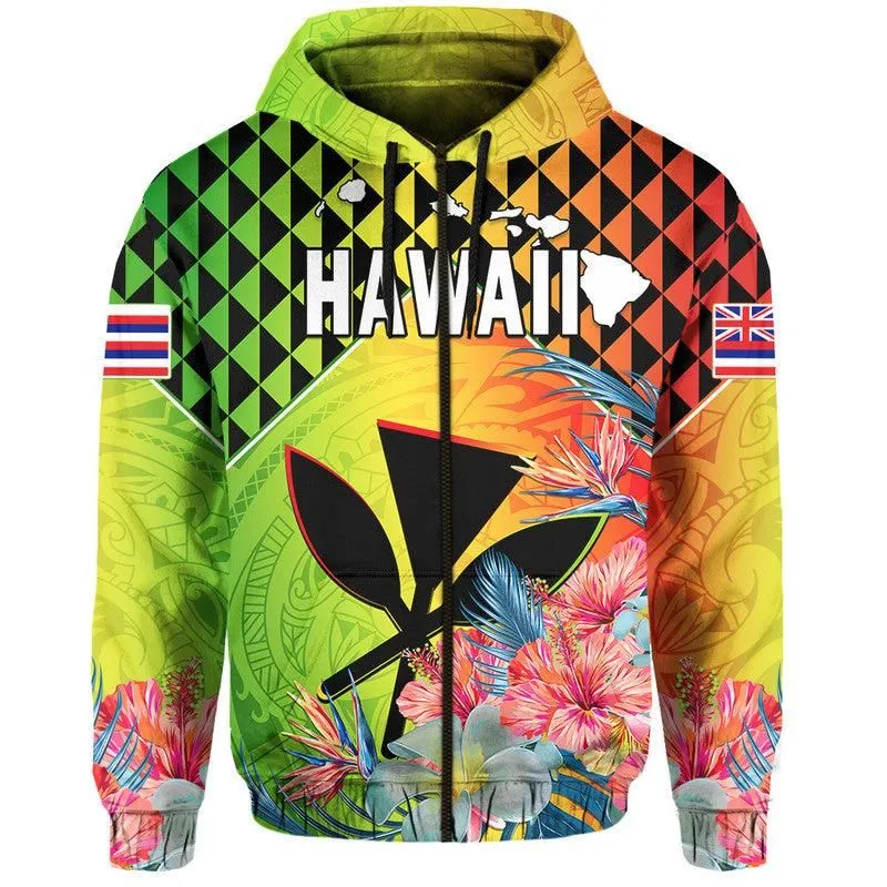 Hawaii Hoodie Hawaiian Tribal Kanaka Maoli Hibiscus LT14