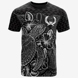 Pohnpei Pohnpei Flag Turtle Hibiscus Black Unisex 3D T-Shirt All Over Print OZBBT