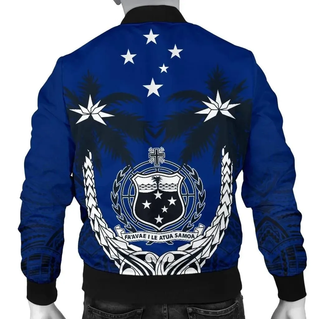 Alohawaii Jacket - Bomber Jacket Samoa Polynesian Coconut (Blue) A02