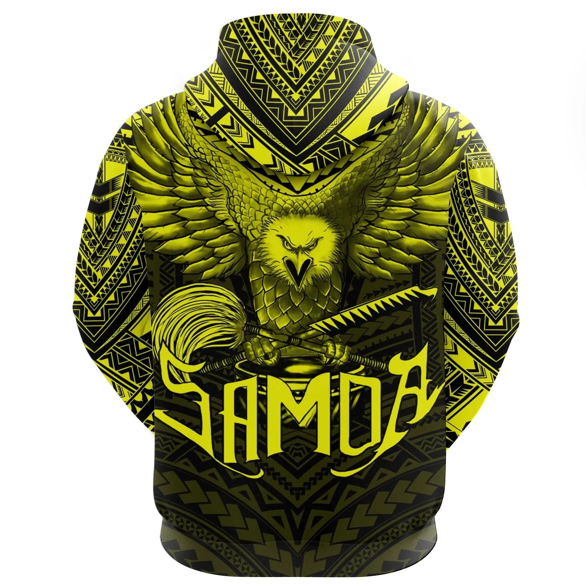 Alohawaii Clothing - Hoodie American Samoa Eagle Tattoo Style Yellow A7
