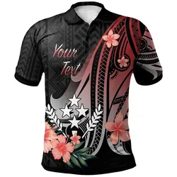 Kosrae Personalised Custom Polo Shirt - Red Polynesian Hibiscus Pattern Style