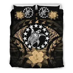 Alohawaii Bedding Set - Cover and Pillow Cases Cook Islands Gold Hibiscus A02