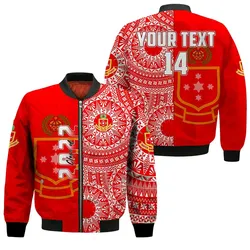 (Custom Text And Number) Kolisi Tonga High School Bomber Jacket Class Of Year Tongan Ngatu Pattern LT14