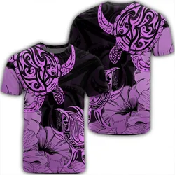 Hawaii Turtle T-Shirt Polynesian Hibiscus Art Pink - AH
