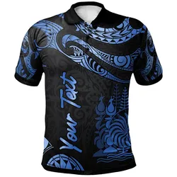 New Caledonia Polynesian Custom Personalised Polo Shirt - Poly Tattoo Blue Version