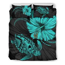 FamilyGater Bedding Set - Cover and Pillow Cases HawaiianTurtle Acacia And Hibiscus Polynesian - AH J9
