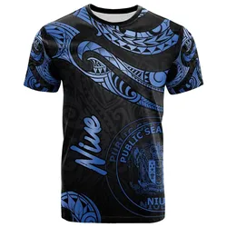 Niue Polynesian Polynesian T-Shirt - Poly Tattoo Blue Version