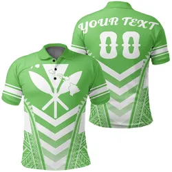 Alohawaii Shirt - Hawaii Kanaka Map Football Jersey Polynesian Polo Shirt - Green & White - Maris Style - AH - J3