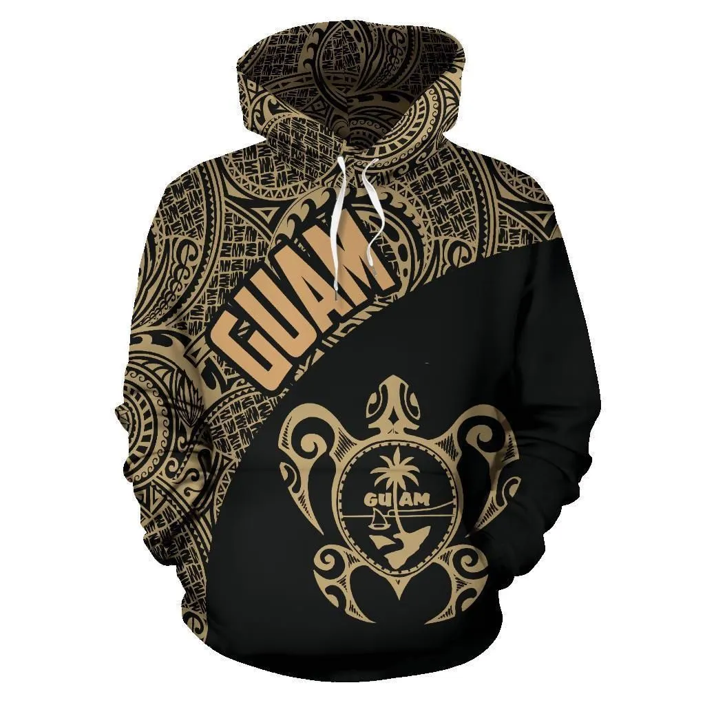 Guam Hoodie - Gum Coat Of Arm in Turtle Polynesian Tattoo
