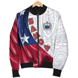 Samoa Polynesian Mens Bomber Jacket - Waving Silky Flag