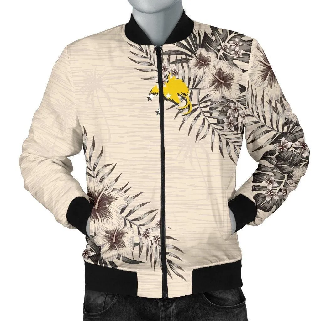 Papua New Guinea Mens Bomber Jacket - The Beige Hibiscus