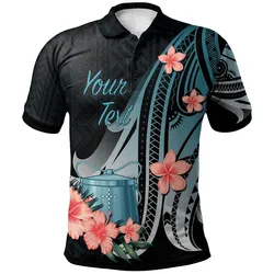 Tokelau Personalised Custom Polo Shirt - Turquoise Polynesian Hibiscus Pattern Style