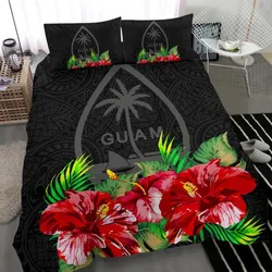 Guam Polynesian Bedding Set Black Hibiscus