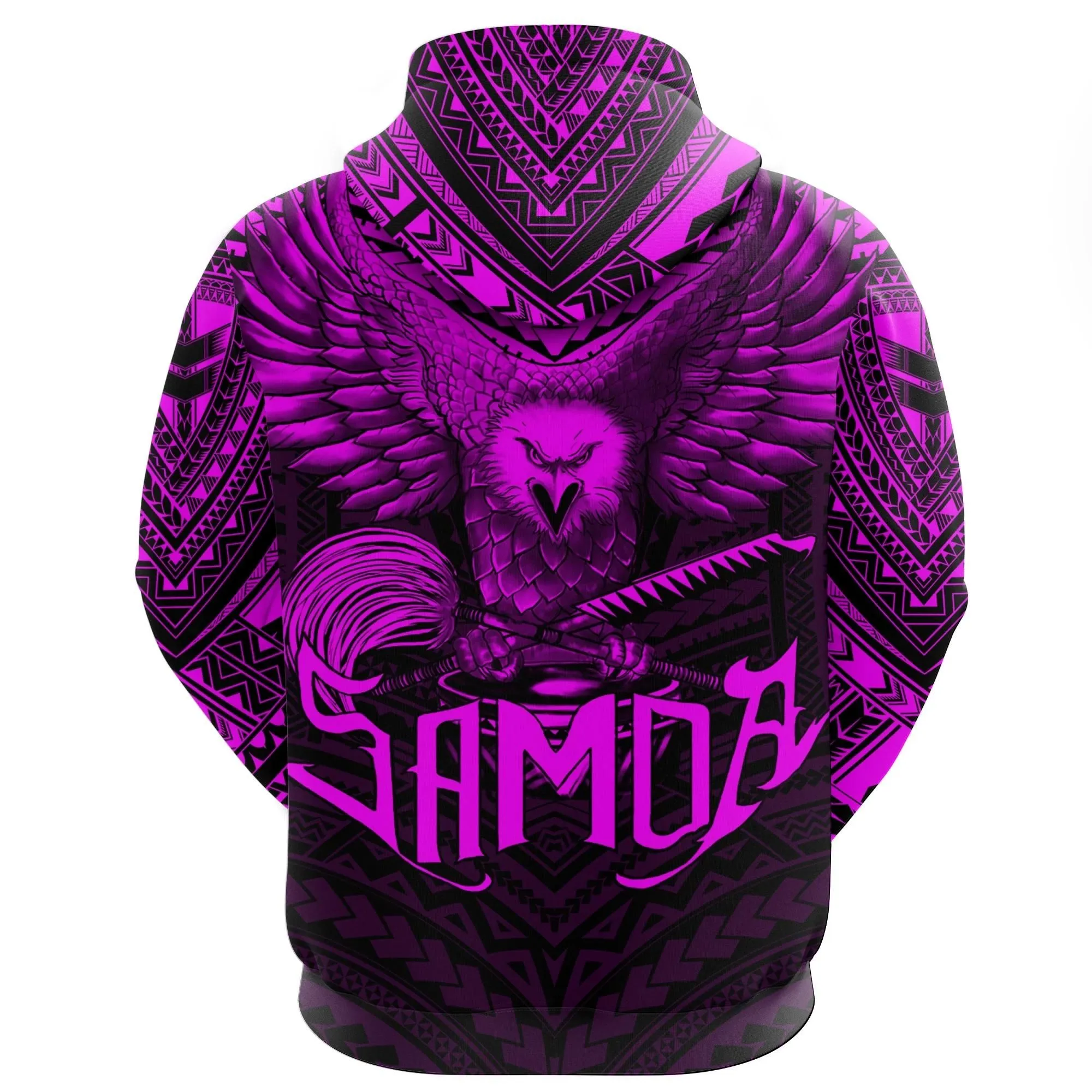 American Samoa Hoodie Eagle Tattoo Style Pink A7