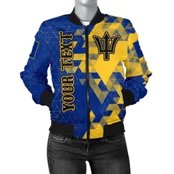 Barbados Personalised Women's Bomber Jacket  - National Flag Polygon Style - BN15
