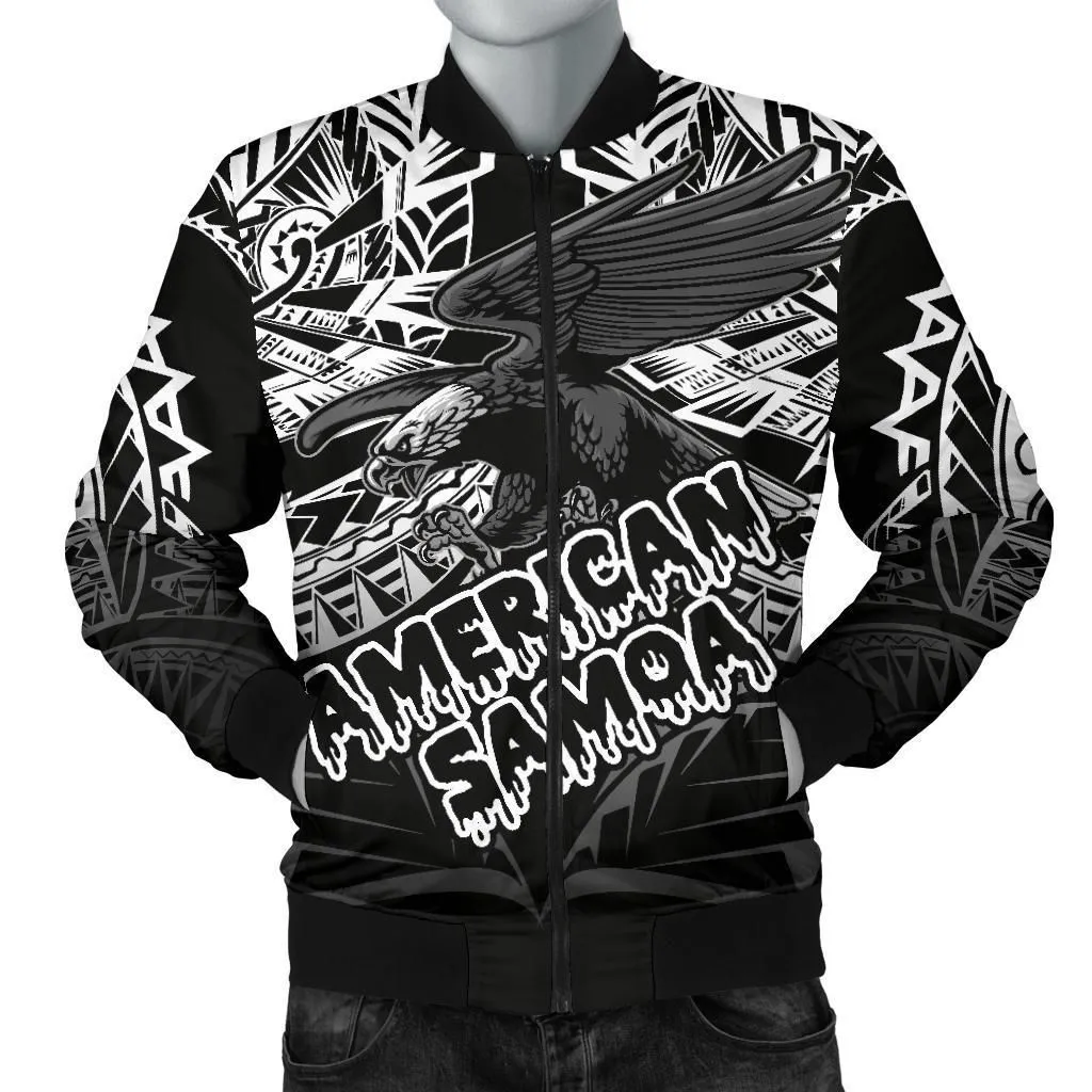 American Samoa Polynesian Mens Bomber Jacket - Eagle Tribal Pattern