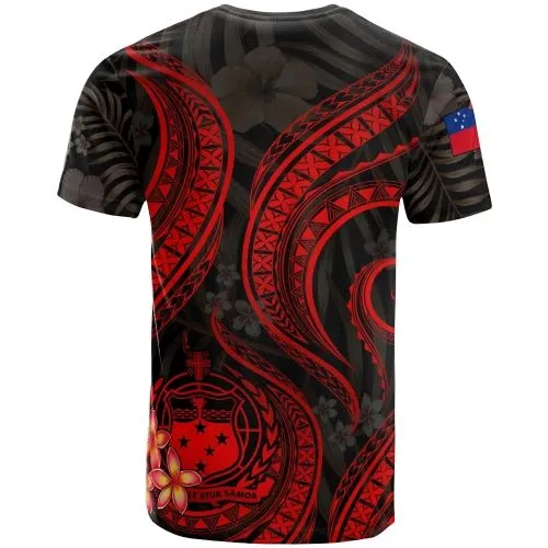 Samoa Polynesian T shirt - Red Plumeria