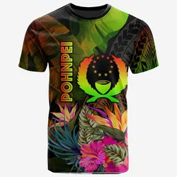 Pohnpei Polynesian T-Shirt -Hibiscus and Banana Leaves