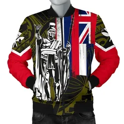FamilyGater Jacket - Hawaii King Flag Polynesian Men's Bomber Jacket - Yellow - AH J4