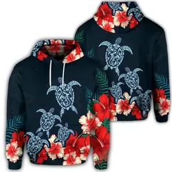 Alohawaii Hoodie - Hawaiian Hibiscus And Turtle Polynesian Hoodie - AH - JR