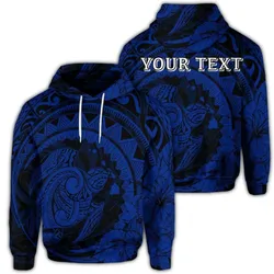 (Personalised) Hawaiian Kanaka Honu Map Hibiscus Globular Polynesian Blue Hoodie - AH